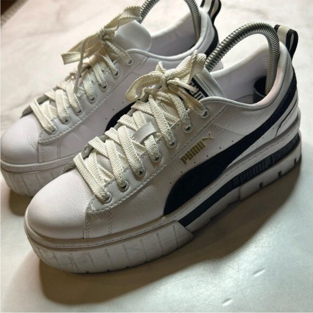 Puma White and Black Platform Sneakers